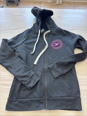 Smashfest Queen  Charcoal Gray Zip Hoodie with Pink Logo